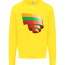 Curled Lithuania Flag Lithuania Day Football Kids Sweatshirt Jumper Yellow