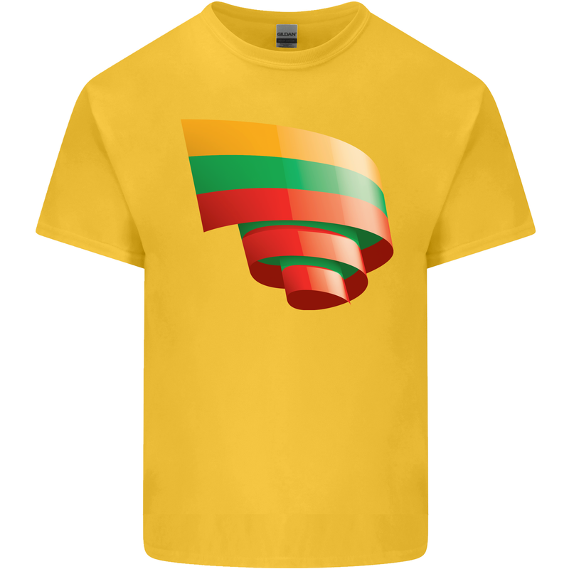 Curled Lithuania Flag Lithuania Day Football Kids T-Shirt Childrens Yellow