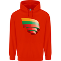 Curled Lithuania Flag Lithuania Day Football Mens 80% Cotton Hoodie Bright Red