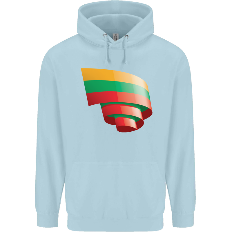 Curled Lithuania Flag Lithuania Day Football Mens 80% Cotton Hoodie Light Blue