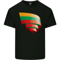 Curled Lithuania Flag Lithuania Day Football Mens Cotton T-Shirt Tee Top Black