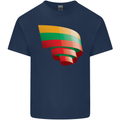 Curled Lithuania Flag Lithuania Day Football Mens Cotton T-Shirt Tee Top Navy Blue