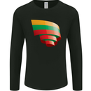 Curled Lithuania Flag Lithuania Day Football Mens Long Sleeve T-Shirt Black