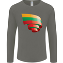 Curled Lithuania Flag Lithuania Day Football Mens Long Sleeve T-Shirt Charcoal