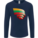 Curled Lithuania Flag Lithuania Day Football Mens Long Sleeve T-Shirt Navy Blue
