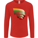 Curled Lithuania Flag Lithuania Day Football Mens Long Sleeve T-Shirt Red