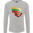 Curled Lithuania Flag Lithuania Day Football Mens Long Sleeve T-Shirt Sports Grey