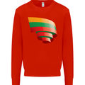 Curled Lithuania Flag Lithuania Day Football Mens Sweatshirt Jumper Bright Red