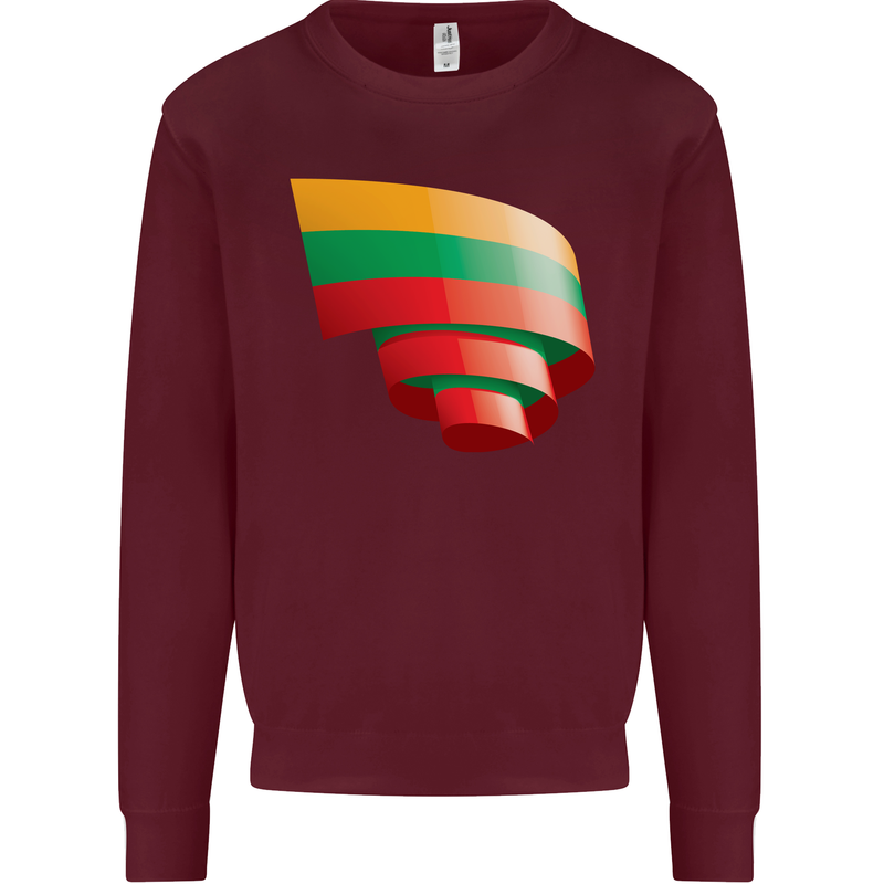 Curled Lithuania Flag Lithuania Day Football Mens Sweatshirt Jumper Maroon