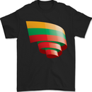 Curled Lithuania Flag Lithuania Day Football Mens T-Shirt 100% Cotton Black