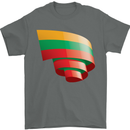 Curled Lithuania Flag Lithuania Day Football Mens T-Shirt 100% Cotton Charcoal
