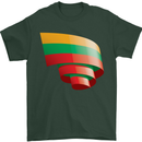 Curled Lithuania Flag Lithuania Day Football Mens T-Shirt 100% Cotton Forest Green