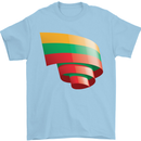 Curled Lithuania Flag Lithuania Day Football Mens T-Shirt 100% Cotton Light Blue