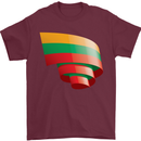 Curled Lithuania Flag Lithuania Day Football Mens T-Shirt 100% Cotton Maroon