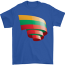 Curled Lithuania Flag Lithuania Day Football Mens T-Shirt 100% Cotton Royal Blue