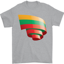 Curled Lithuania Flag Lithuania Day Football Mens T-Shirt 100% Cotton Sports Grey