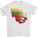 Curled Lithuania Flag Lithuania Day Football Mens T-Shirt 100% Cotton White