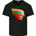 Curled Lithuania Flag Lithuania Day Football Mens V-Neck Cotton T-Shirt Black