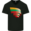 Curled Lithuania Flag Lithuania Day Football Mens V-Neck Cotton T-Shirt Black