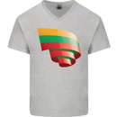 Curled Lithuania Flag Lithuania Day Football Mens V-Neck Cotton T-Shirt Sports Grey