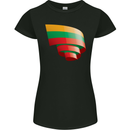 Curled Lithuania Flag Lithuania Day Football Womens Petite Cut T-Shirt Black