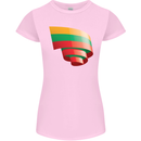 Curled Lithuania Flag Lithuania Day Football Womens Petite Cut T-Shirt Light Pink