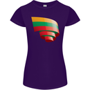 Curled Lithuania Flag Lithuania Day Football Womens Petite Cut T-Shirt Purple