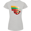 Curled Lithuania Flag Lithuania Day Football Womens Petite Cut T-Shirt Sports Grey