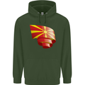 Curled Macedonia Flag Macedonian Day Football Childrens Kids Hoodie Forest Green
