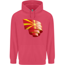 Curled Macedonia Flag Macedonian Day Football Childrens Kids Hoodie Heliconia