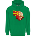 Curled Macedonia Flag Macedonian Day Football Childrens Kids Hoodie Irish Green