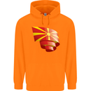 Curled Macedonia Flag Macedonian Day Football Childrens Kids Hoodie Orange