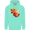 Curled Macedonia Flag Macedonian Day Football Childrens Kids Hoodie Peppermint