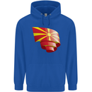 Curled Macedonia Flag Macedonian Day Football Childrens Kids Hoodie Royal Blue