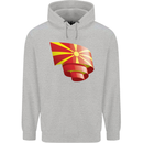 Curled Macedonia Flag Macedonian Day Football Childrens Kids Hoodie Sports Grey