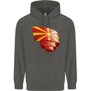 Curled Macedonia Flag Macedonian Day Football Childrens Kids Hoodie Storm Grey