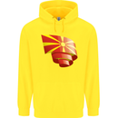 Curled Macedonia Flag Macedonian Day Football Childrens Kids Hoodie Yellow