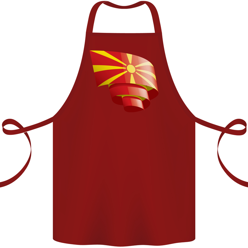 Curled Macedonia Flag Macedonian Day Football Cotton Apron 100% Organic Maroon
