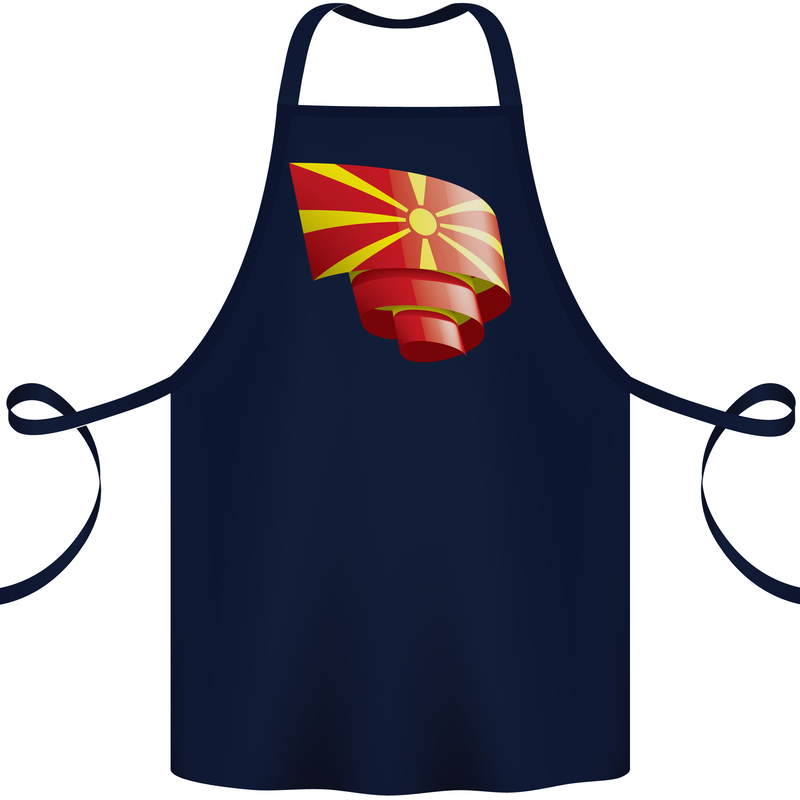 Curled Macedonia Flag Macedonian Day Football Cotton Apron 100% Organic Navy Blue