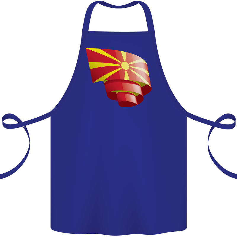 Curled Macedonia Flag Macedonian Day Football Cotton Apron 100% Organic Royal Blue
