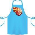 Curled Macedonia Flag Macedonian Day Football Cotton Apron 100% Organic Turquoise
