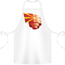 Curled Macedonia Flag Macedonian Day Football Cotton Apron 100% Organic White