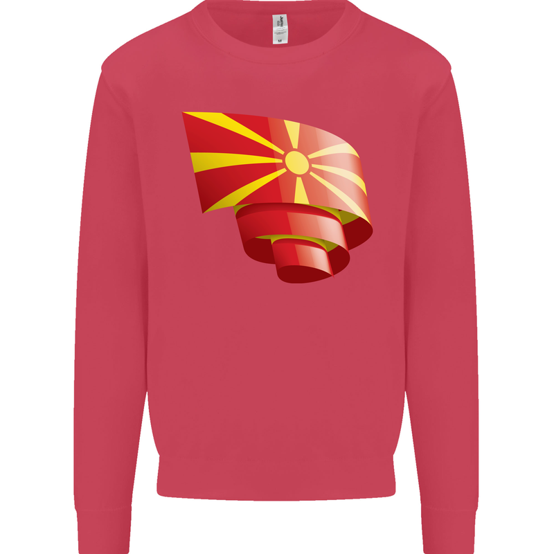 Curled Macedonia Flag Macedonian Day Football Kids Sweatshirt Jumper Heliconia