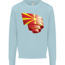 Curled Macedonia Flag Macedonian Day Football Kids Sweatshirt Jumper Light Blue