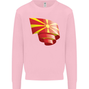 Curled Macedonia Flag Macedonian Day Football Kids Sweatshirt Jumper Light Pink