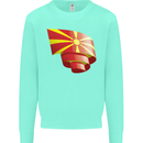 Curled Macedonia Flag Macedonian Day Football Kids Sweatshirt Jumper Peppermint