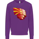 Curled Macedonia Flag Macedonian Day Football Kids Sweatshirt Jumper Purple
