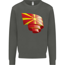 Curled Macedonia Flag Macedonian Day Football Kids Sweatshirt Jumper Storm Grey