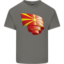 Curled Macedonia Flag Macedonian Day Football Kids T-Shirt Childrens Charcoal