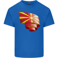 Curled Macedonia Flag Macedonian Day Football Kids T-Shirt Childrens Royal Blue